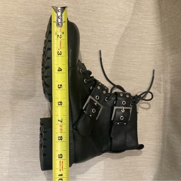 NASTY GAL Sz 38 Moto Style Studded Buckles Zipper Closure Ankle Vegan Boots NEW - Picture 6 of 9
